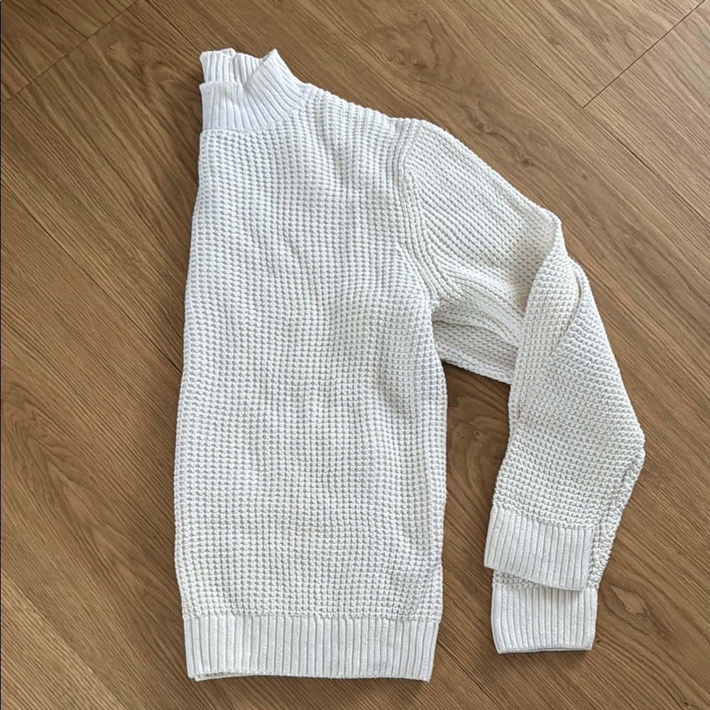 Abercrombie & Fitch White Waffle Mock Neck Sweater